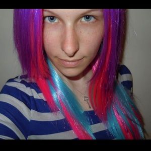 Wig: long, purple, pink, blue